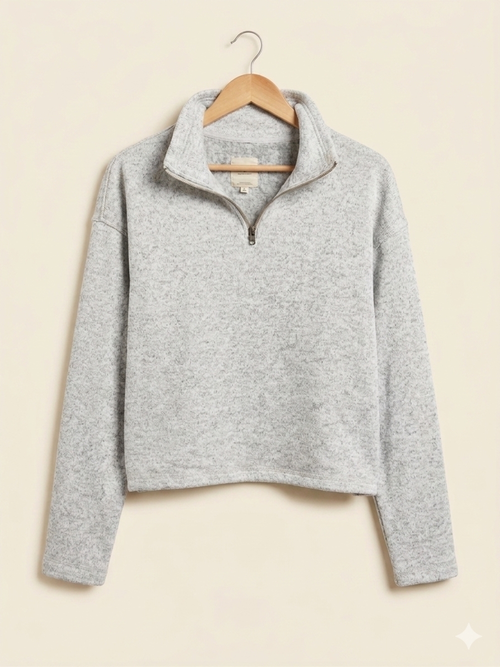 Thread & Supply Light Heather Gray Quarter-Zip Pullover Sweatshirt Fleece Size M